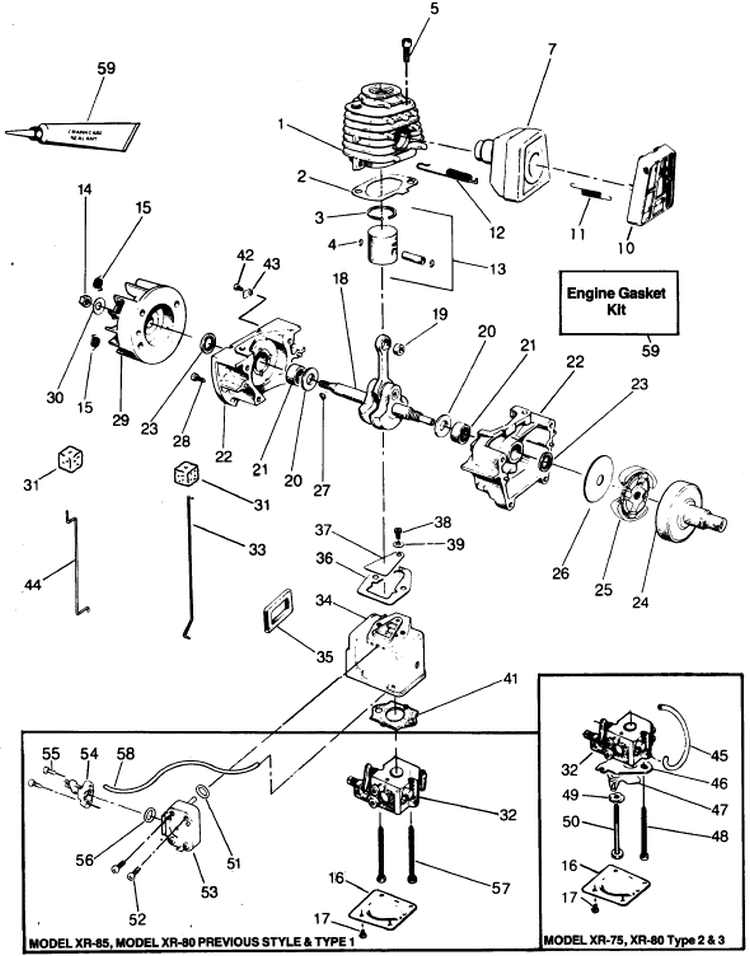 Page C Diagram and Parts List for XR-80  Weed Eater Trimmer